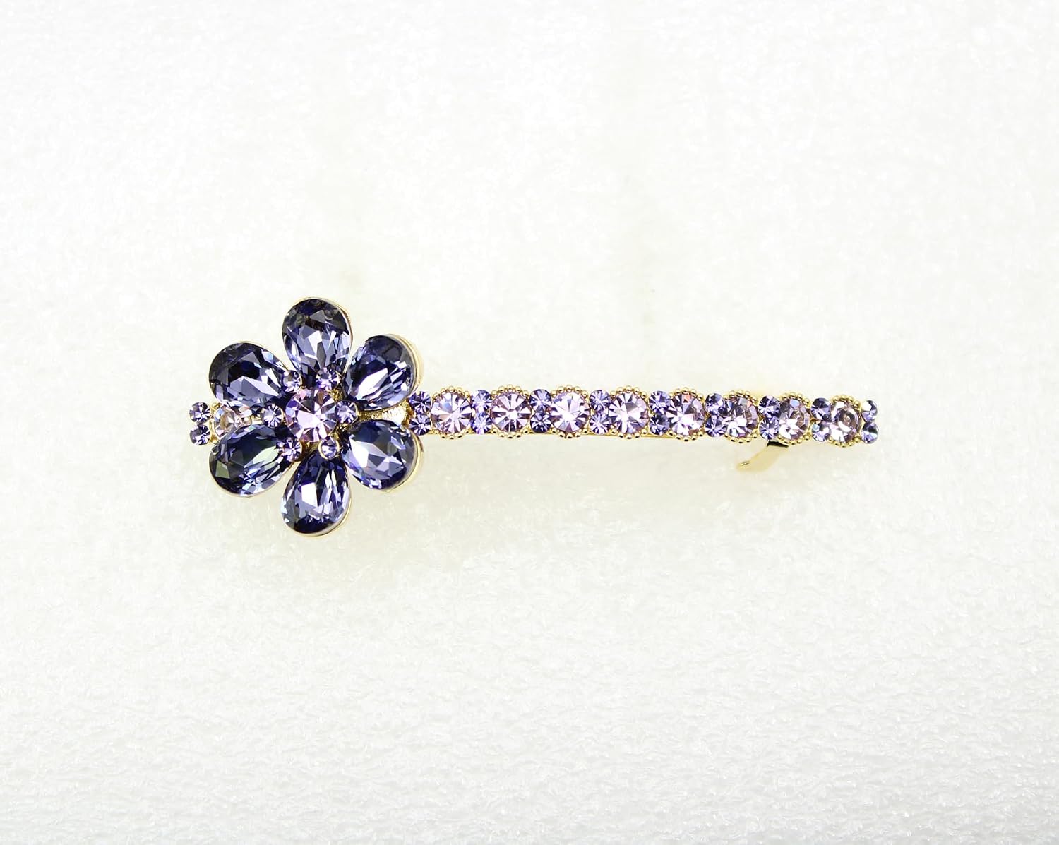Faship Gorgeous Purple Rhinestone Crystal Floral Hair Barrette Clip