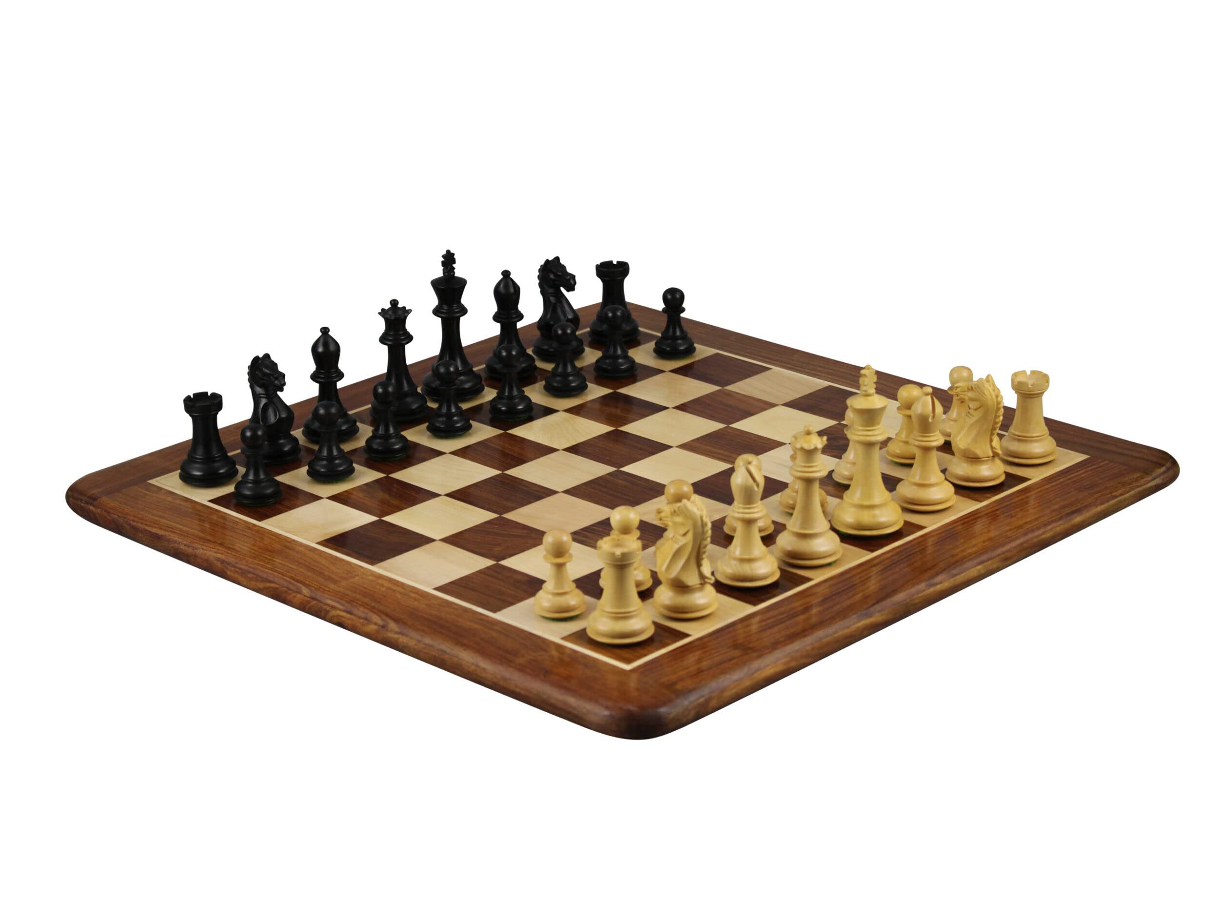 Walnut Chess Set 20 Inch With Helena Mother Of Pearl Flat Board And Weighted She