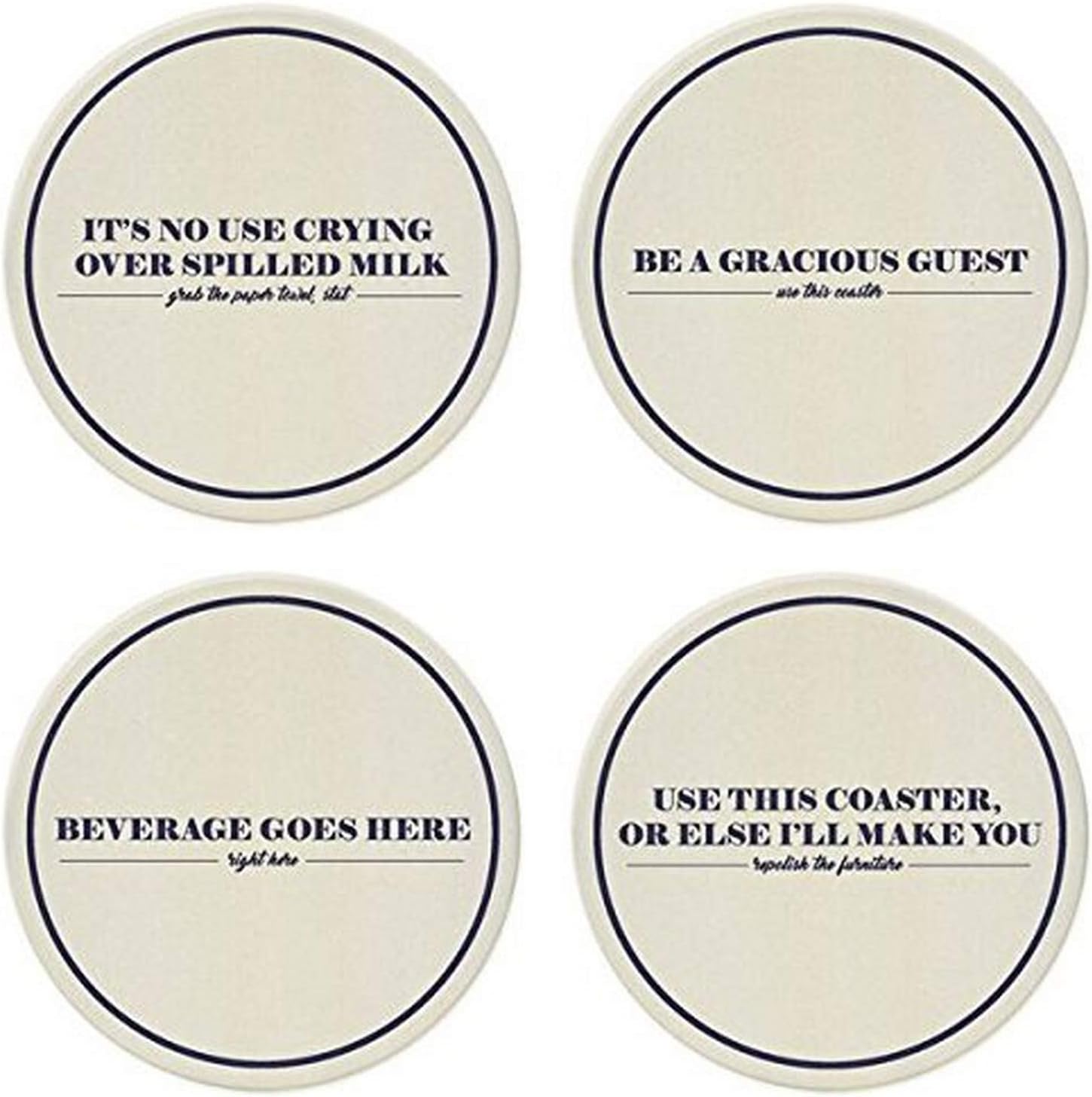 CoasterStone Absorbent Coasters (Set of 4), Neat Freak, 4