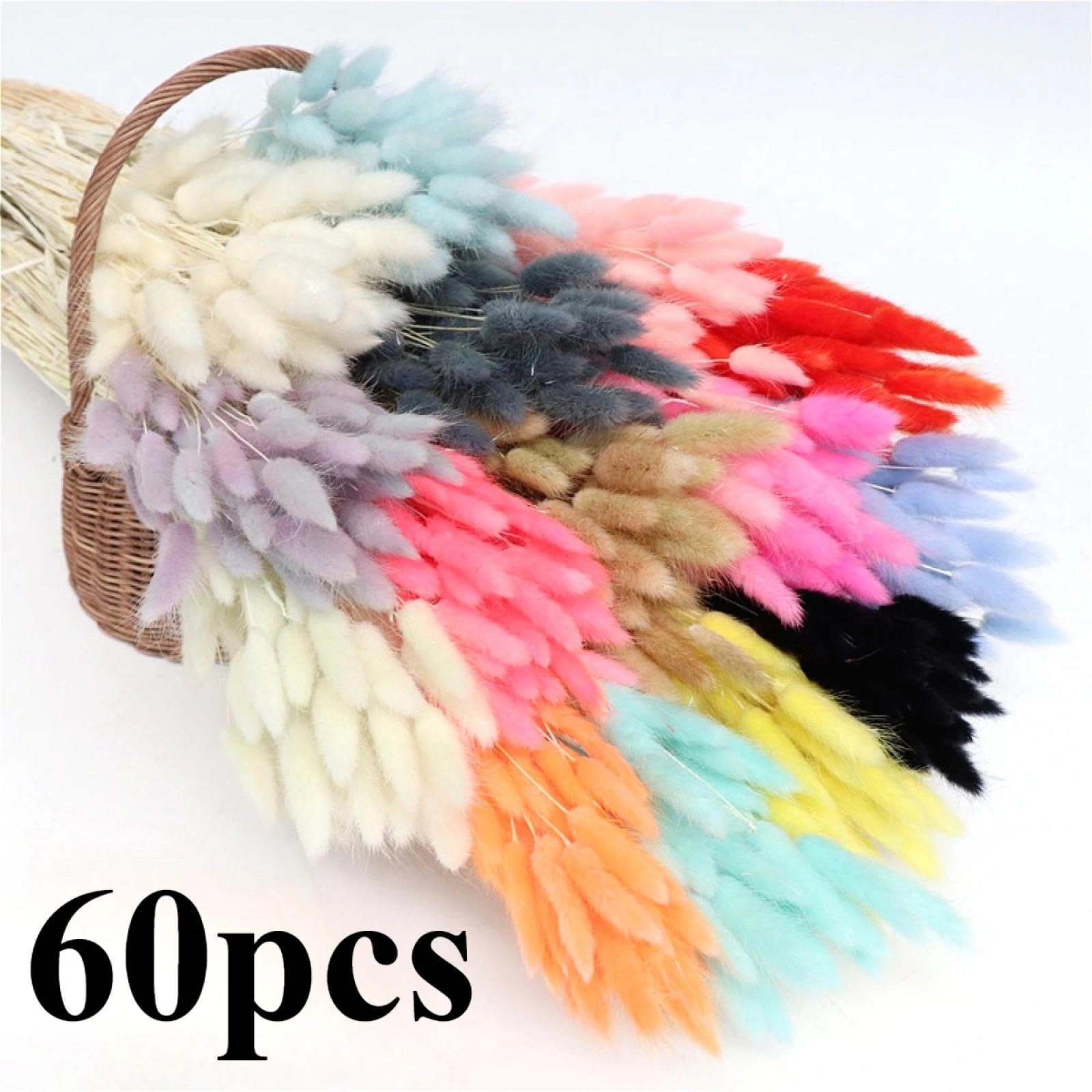 60 bouquet di fiori secchi naturali di pampa da 45 cm, con coda di coniglio, bouquet floreale per matrimoni, decorazioni per la casa, per foto, blu reale