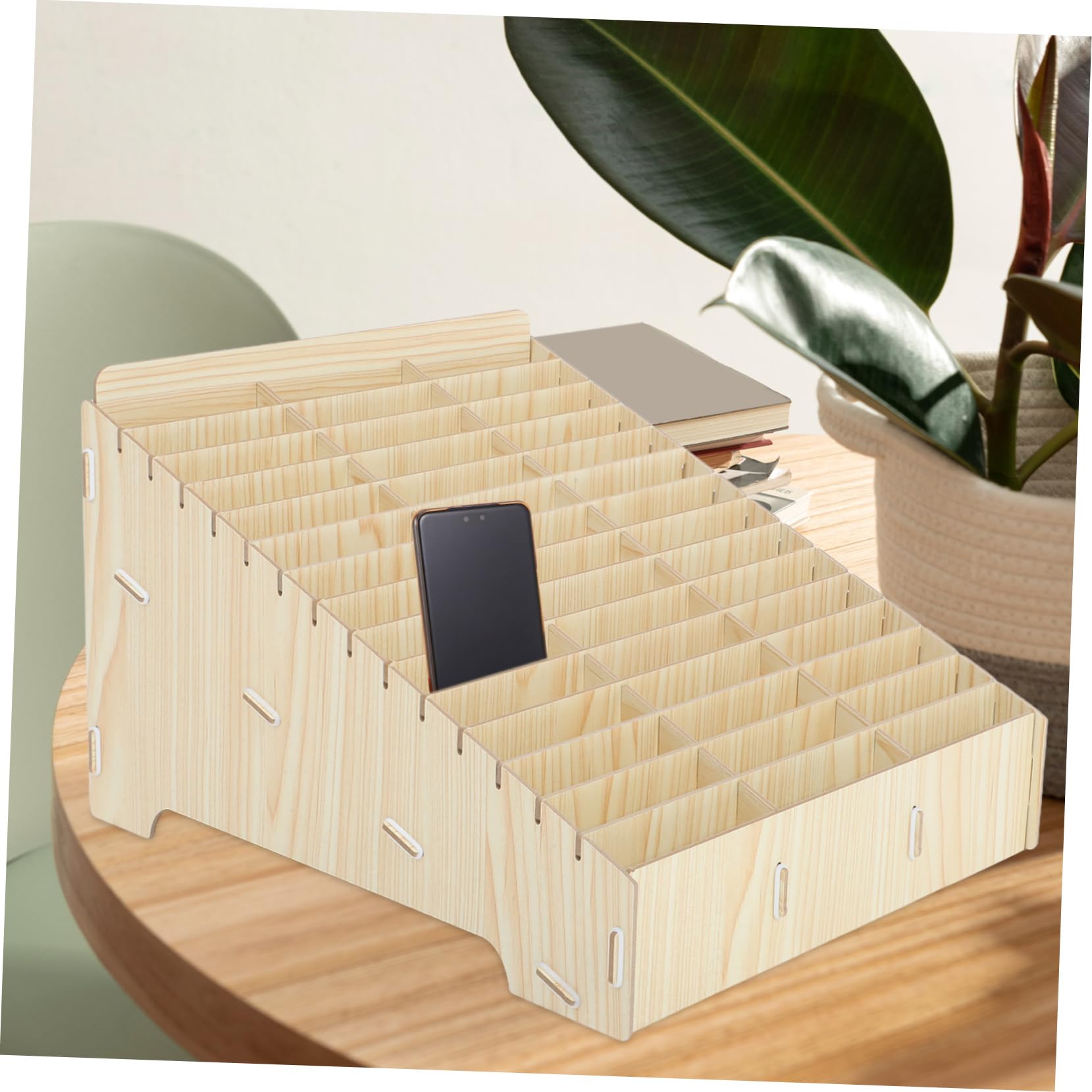 Scatola Organizer Facile Assemblaggio 45 Scomparti Multifunzione in Legno D'acero Decorazioni Scuola per Cellulare per Ufficio e Aula