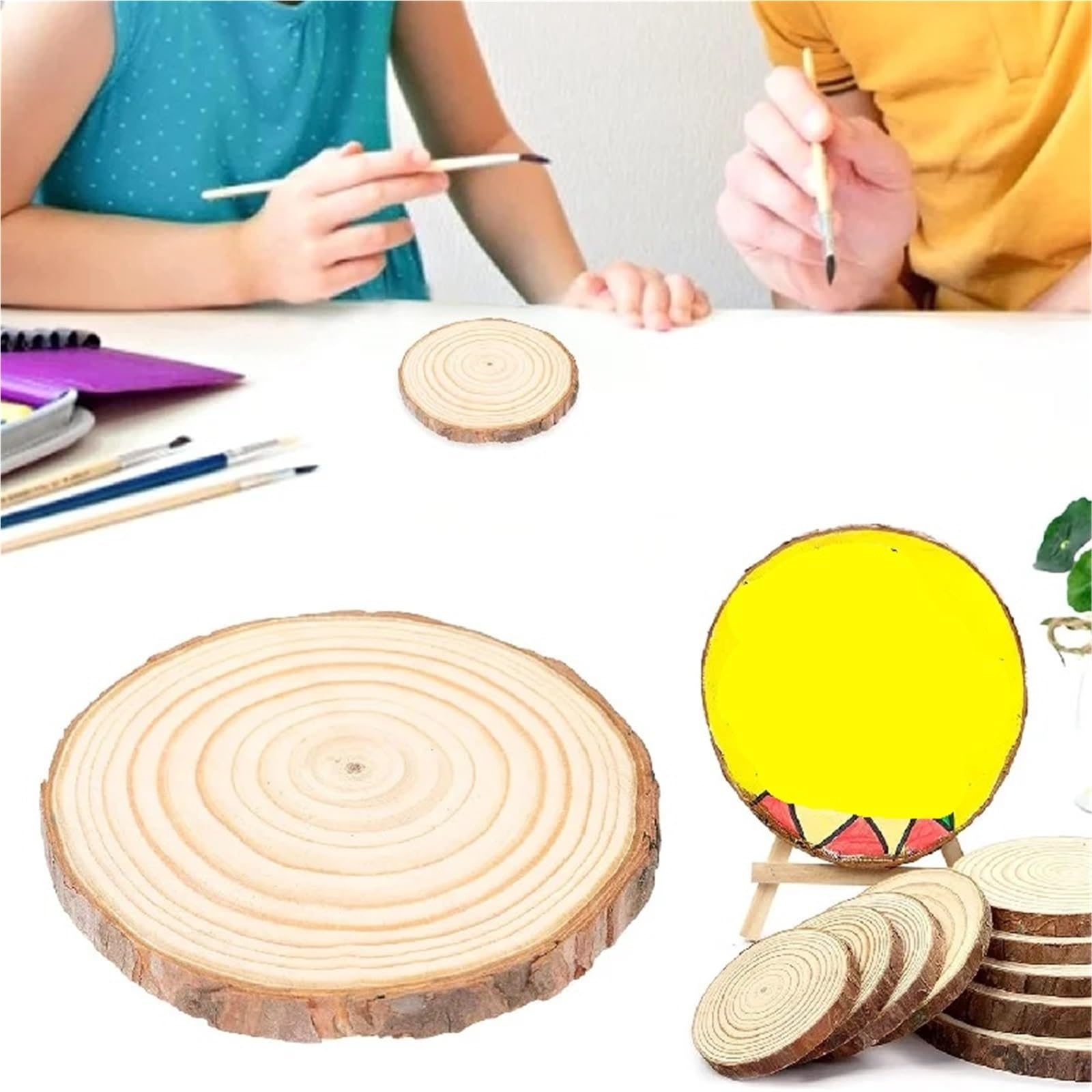 plastry drewna 10 szt. 13 * 1 cm naturalne okrągłe niedokończone plastry drewna sosnowego koła z korą drzewną dyski kłody DIY rzemiosło wesele malowanie