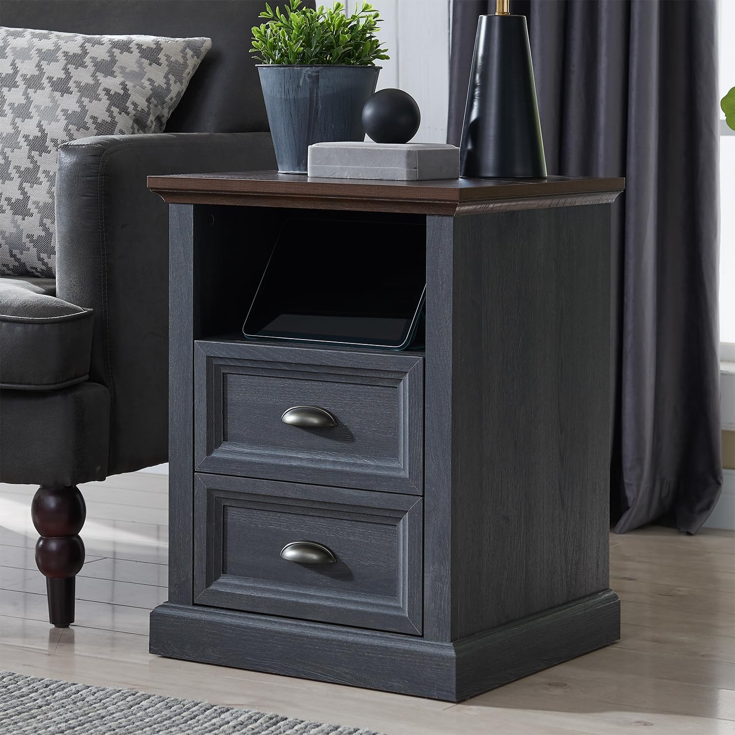 Tall Nightstand with Charging Station