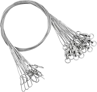 AMYSPORTS Stainless Steel Fishing Leader Saltwater Stainless Rigs Fishing Leader Lure Heavy Wire Fishing Leaders Steel White Nickel