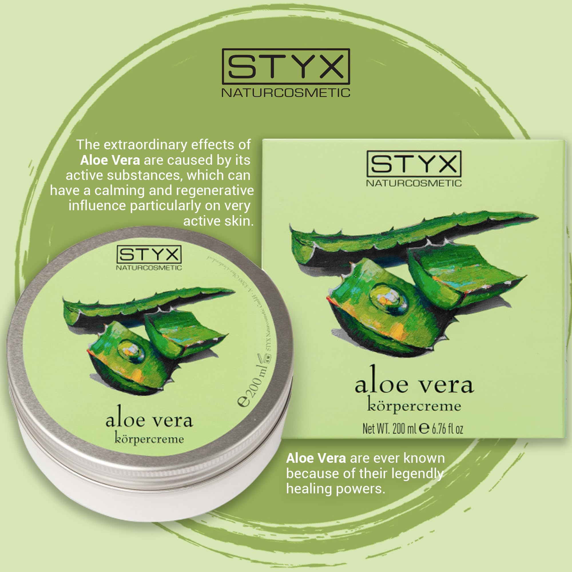 STYX ALOE VERA BODY CREAM - Aloe Vera After Sun Lotion for Sunburn Relief with Shea Butter, Jojoba Oil, Macadamia Oil, and Soybean Oil - Organic, Vegan, and Made in Austria
