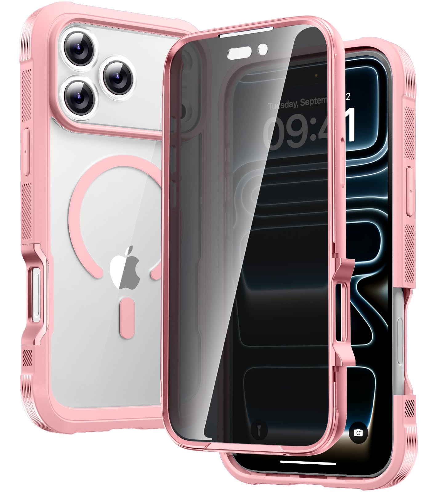 Diaclara Magnetic for iPhone 17 Pro Max Case with Privacy Protector, Pink