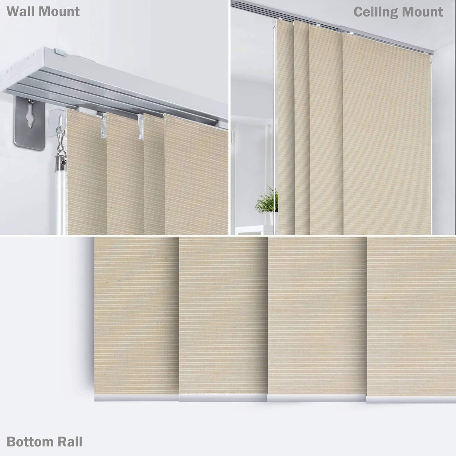 GoDear Design Adjustable Panel Track Blinds - Vertical, Extendable from 45.8 to 86 W, Trimmable Up to 96, See-Through Jute Fabric Yoga Blinds GoDear Design Adjustable Panel Track Blinds - Vertical, Extendable from 45.8 to 86 W, Trimmable Up to 96, See-Through Jute Fabric Yoga Blinds