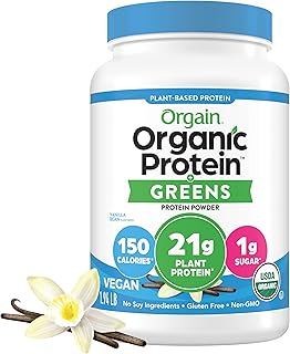 Orgain Organic Vegan Protein Powder + Greens, Vanilla Bean - 21g Plant B...