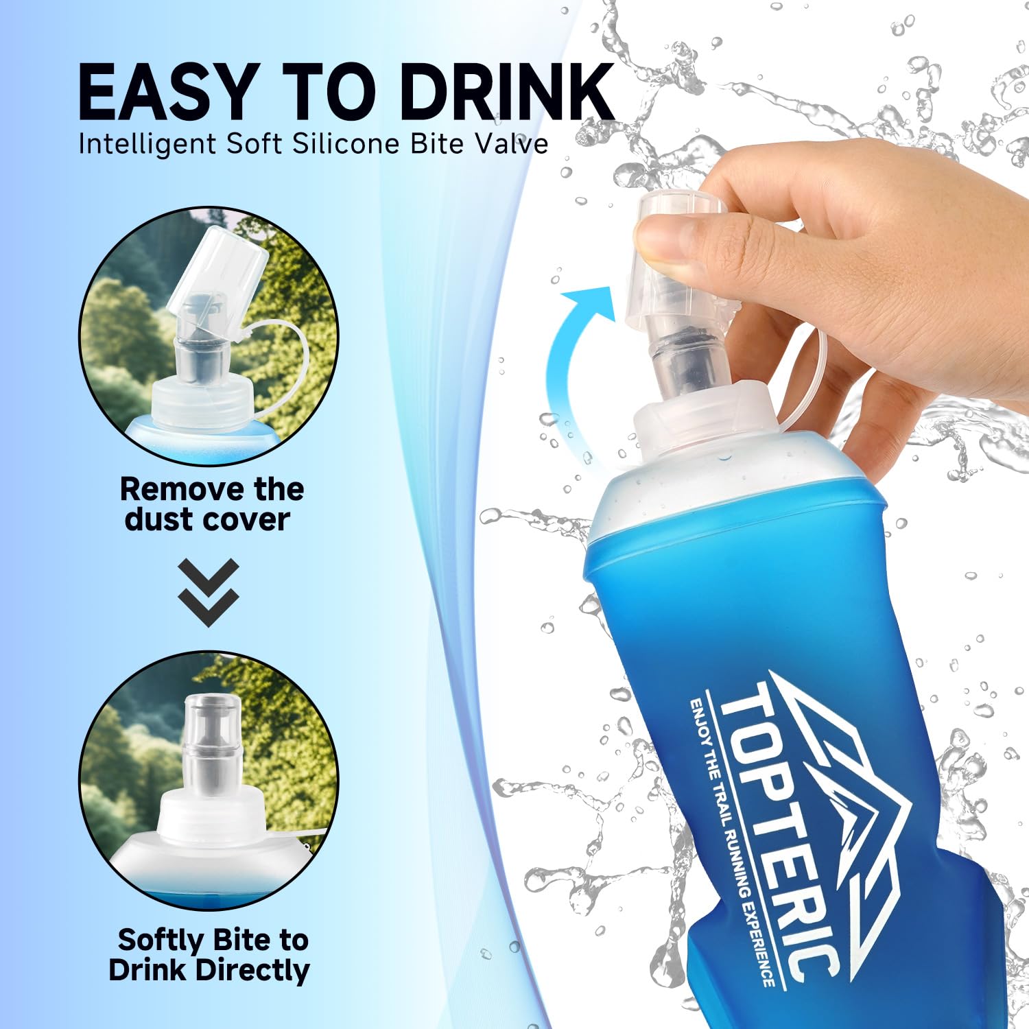 Botella de agua Trail Run, disfruta de la experiencia de trail running, azul (500 ml)