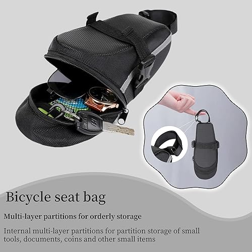 Miniatura 2 de Paquete de 2 bolsas de ciclismo, bolsa de sillín de bicicleta, bolsa de bicicleta de montaña, bolsa de asiento de bicicleta con reflectante para una
