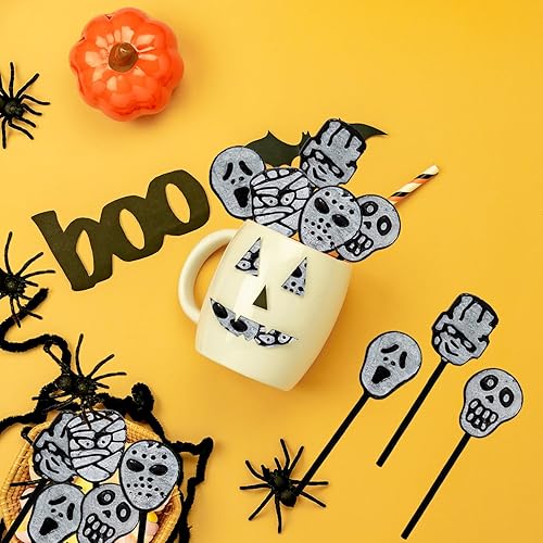 Miniatura 8 de Paleta de tatuajes de Halloween, calaveras, momias y fantasmas, ideal para rellenos de bolsas de golosinas de Halloween, envueltas individualmente