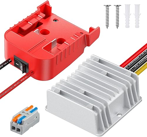 Vibit Convertidor reductor de 18 V a 12 V para batería Milwaukee M18, adaptador de corriente CC, transformador reductor de voltaje, regulador de