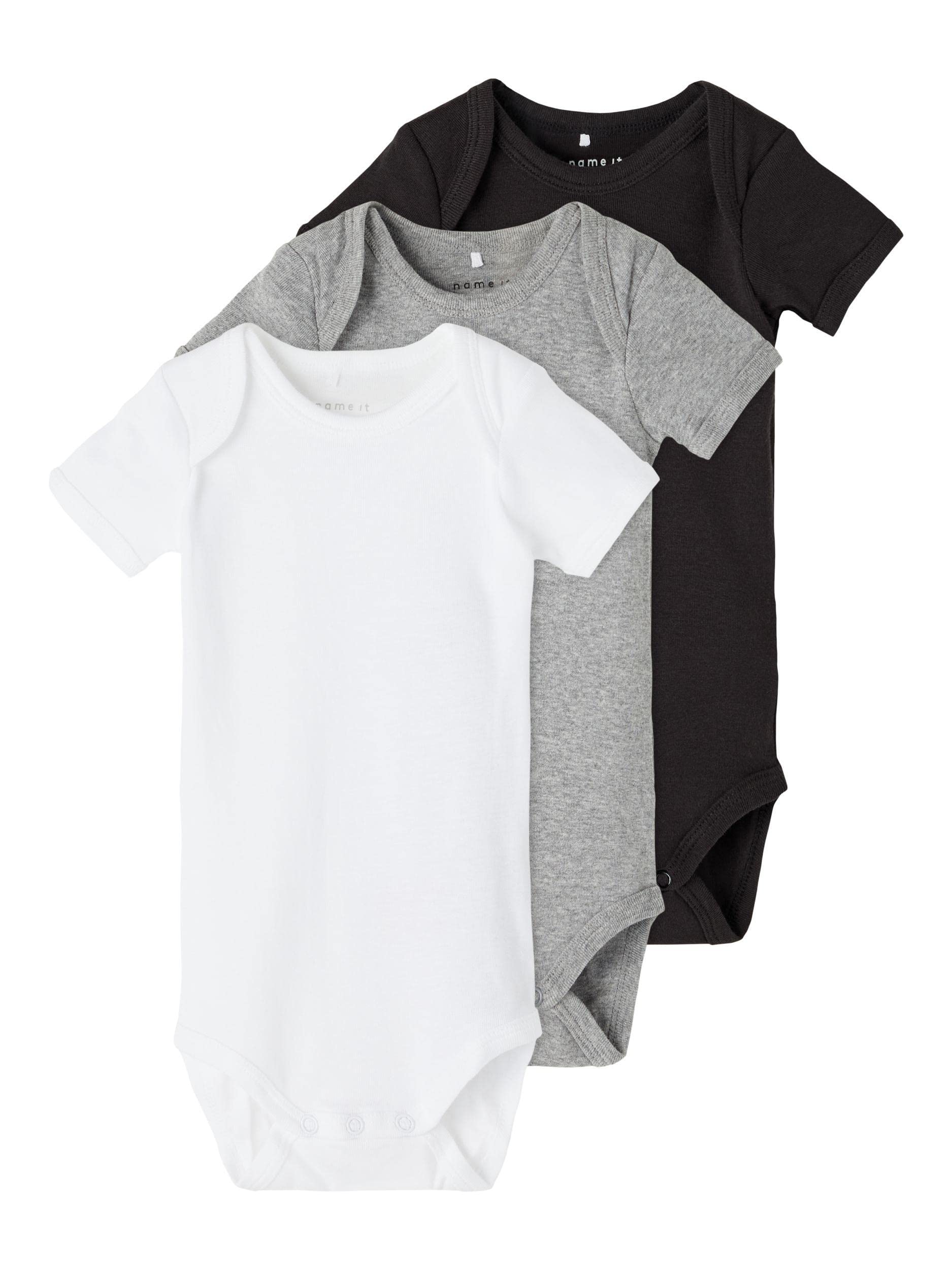 NAME IT śpioszki uniseks niemowlęta NBNBODY 3P SS BLACK 2 NOOS (3 w zestawie)