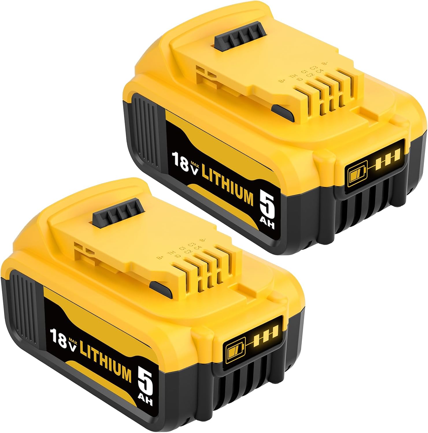 2 pcs TOPBATT 5000mAh Replacement for Dewalt Battery 18V for Dewalt