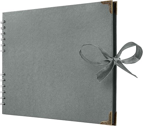 Vista 37 de Bstorify Álbum de recortes de 10 x 10 pulgadas, 70 páginas, protectores de esquina de papel kraft grueso negro, cierre de cinta, ideal para tus