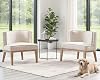 Barrel Chairs Set of 2 Mid Century Modern Accent Chair with Solid Wood Leg Upholstered Reading Arm Chairs Linen Fabric Waiting Room Round Side Chairs for Small Spaces Living Room Bedroom Office, Beige