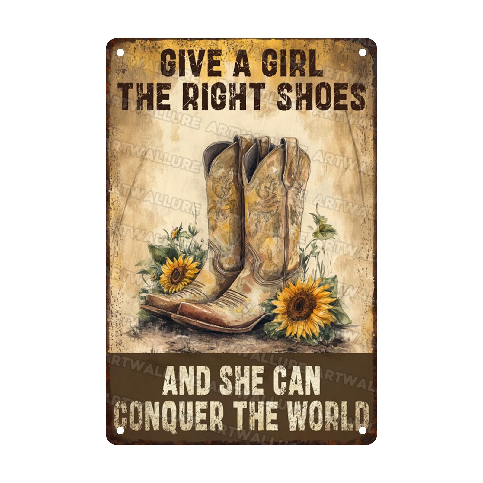 Western Cowgirl Boots Metal Tin Sign Wall Decor Vintage Retro Iron Painting Bar Cafe Garage Inspirational Gift Dcor 8x12inch