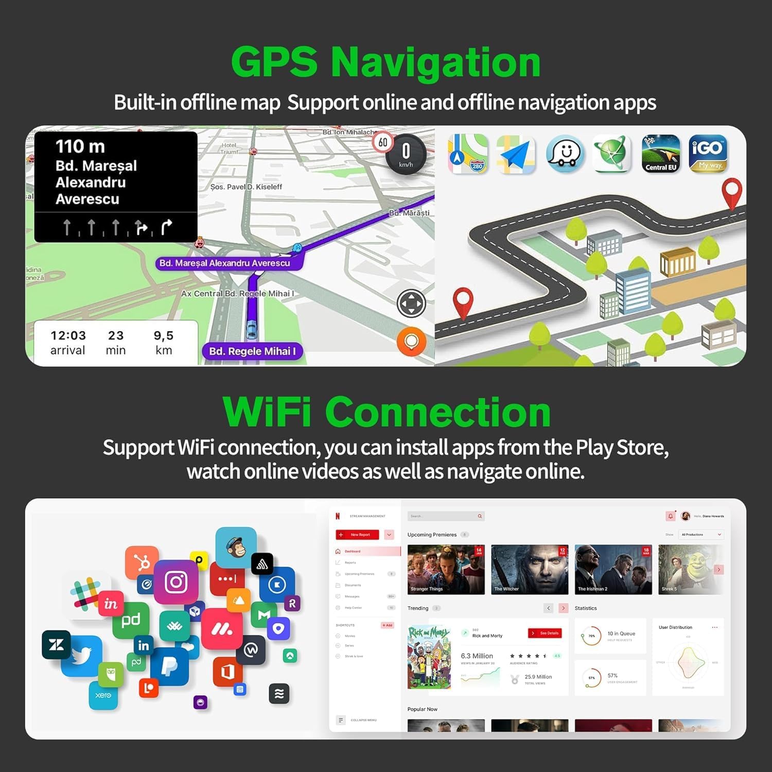 for Toyota Tundra 2007-2013 Toyota Sequoia 2008-2019 Car Stereo Radio Android 15, 10.1-inch Carplay Android Auto FM/RDS SWC WiFi Bluetooth (2+64G - CPU: 4 core)