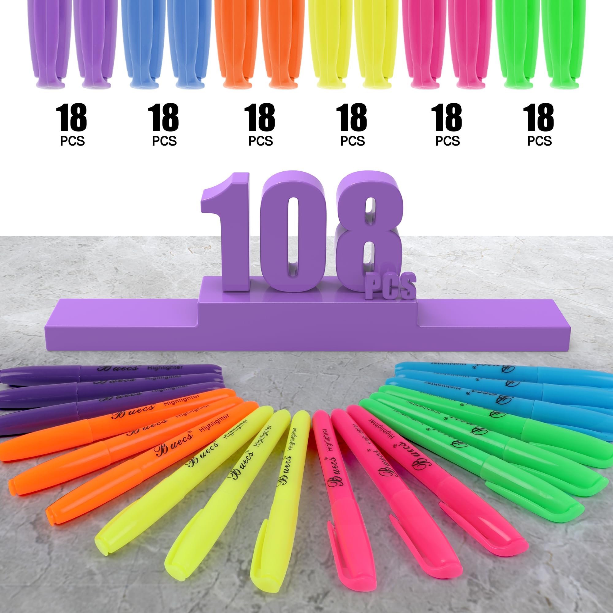 Highlighters Bulk Pack 108 Count Assorted Colors Chisel Tip suitable for Adults Highlighting Planner Notes Office School Supplies — view 4