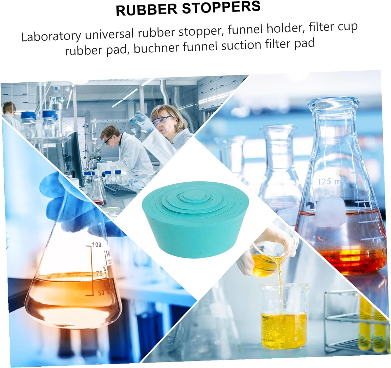 9pcs Rubber Stopper Funnel Adapter Elasticity and Smooth Surface for Chemistry Lab Filtration Compatible with Buchner Funnels and Porcelain Filters