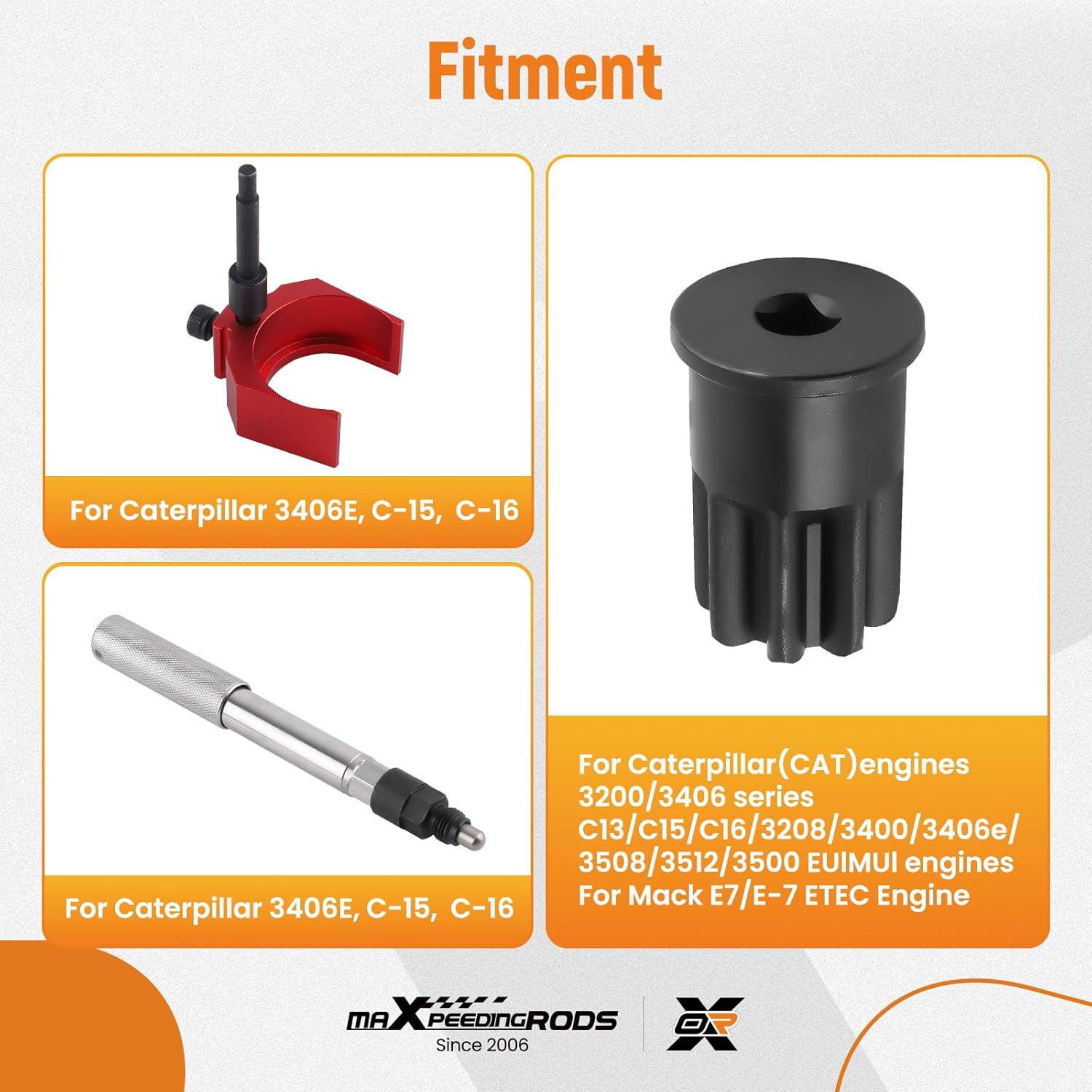 maXpeedingrods J-42083 Automatic Timing Pin & 9U-7227 Injector Height Adjustment Gauge Tool & Engine Barring Socket for Caterpillar CAT 3406E C-15 C-16, (3 PCS)