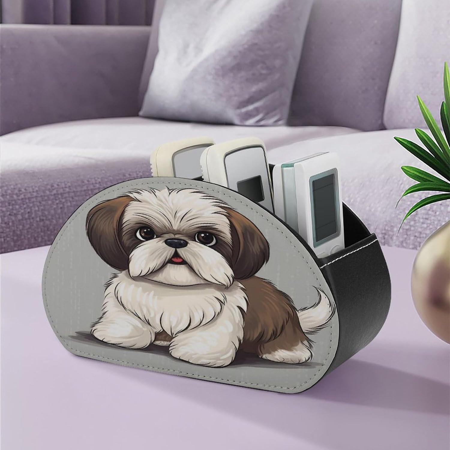 TV Remote Control Holder, 5 Compartments, Shih Tzu Dog image 5