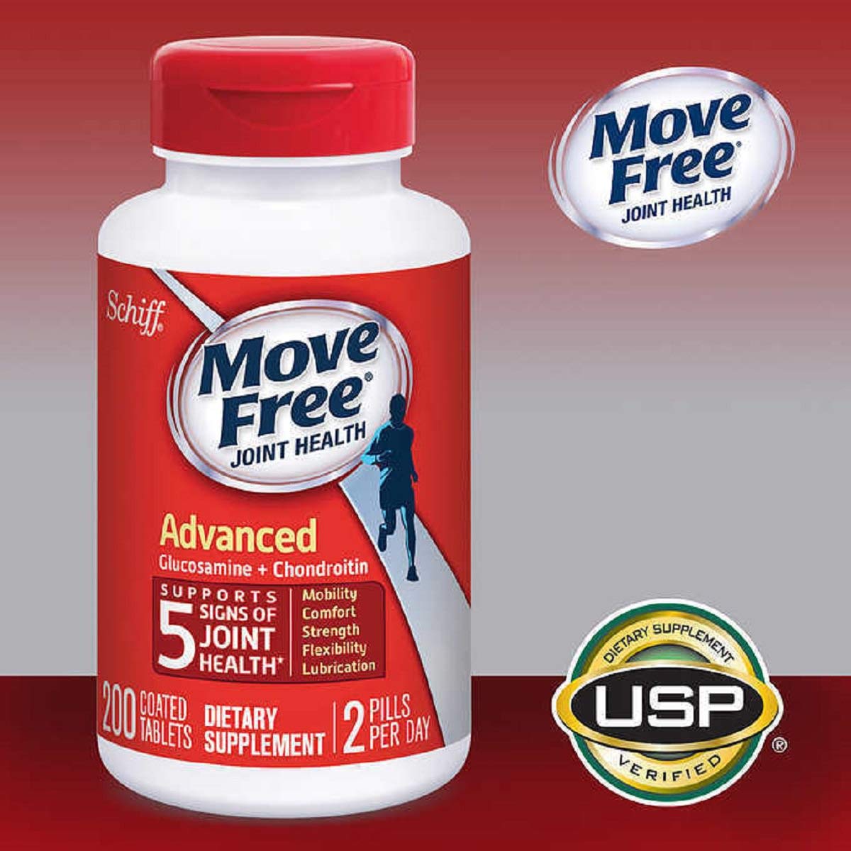 Schiff Move Free Advanced Joint Health - 200 Tablets - Glucosamine Chondroitin - Exp 09/27