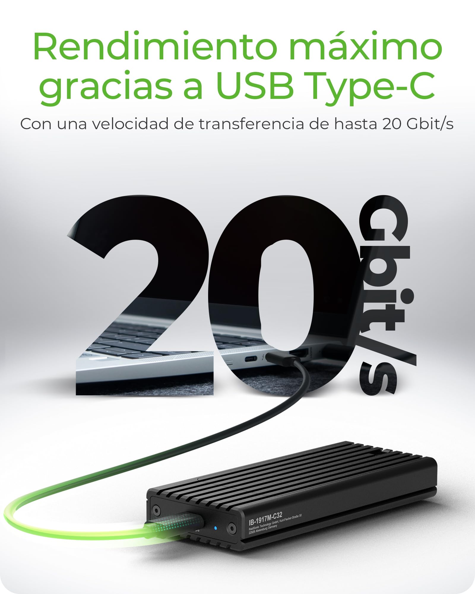 Enclosure M.2 NVMe IB-1917M-C32 USB 3.2 Gen 2x2 - Dettaglio