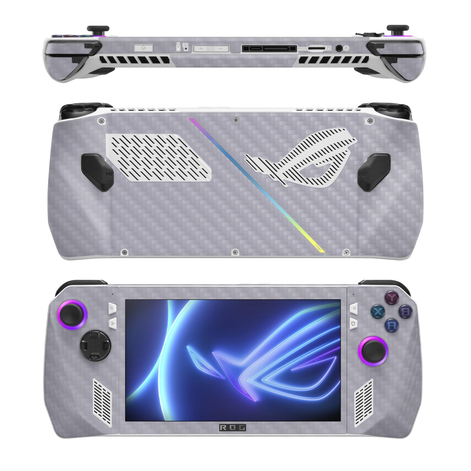 MightySkins Carbon Fiber Skin Compatible with Asus ROG Ally - Solid Gray | Protective, Durable Textured Carbon Fiber Finish | Easy to Apply