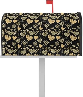 Mailbox Covers Magnetic Post Box Cover Romantic Valentine's Day Yellow Hearts Pattern Mailbox Cover for Outdoor Garden Yard Decorations Standard Size 18.5" X 21.7"