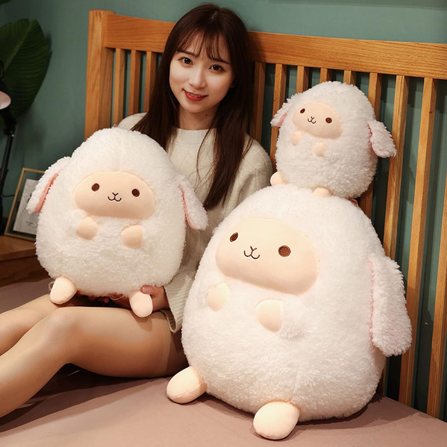 12 Inch Plush Sheep Stuffed Animal Sheep Hugging Pillow Cuddly Lamb Pillow Plushies Toy Lamb Huggable Anime Gifts for Kids and Lovers in Birthday, Valentines, Christmas, Thanksgiving Day...
