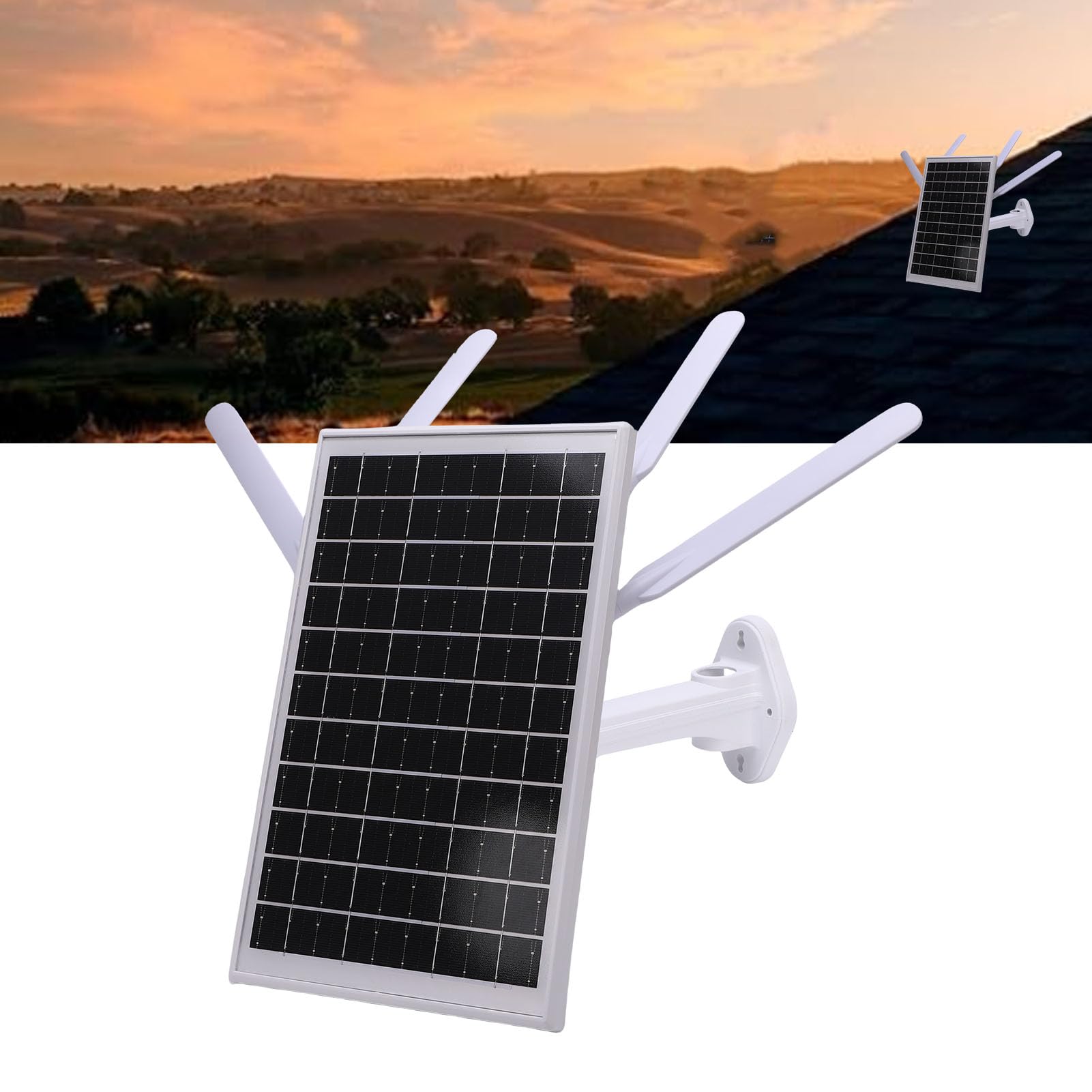 VBESTLIFE Modem Router 4G LTE Ad Energia Solare con Pannello da 12 W e Batteria da 18000 MAh, Extender WiFi 6 da 300 Mbps, Slot per Scheda SIM, Portata 150 M, Impermeabile IP66 per (Antenne nere)