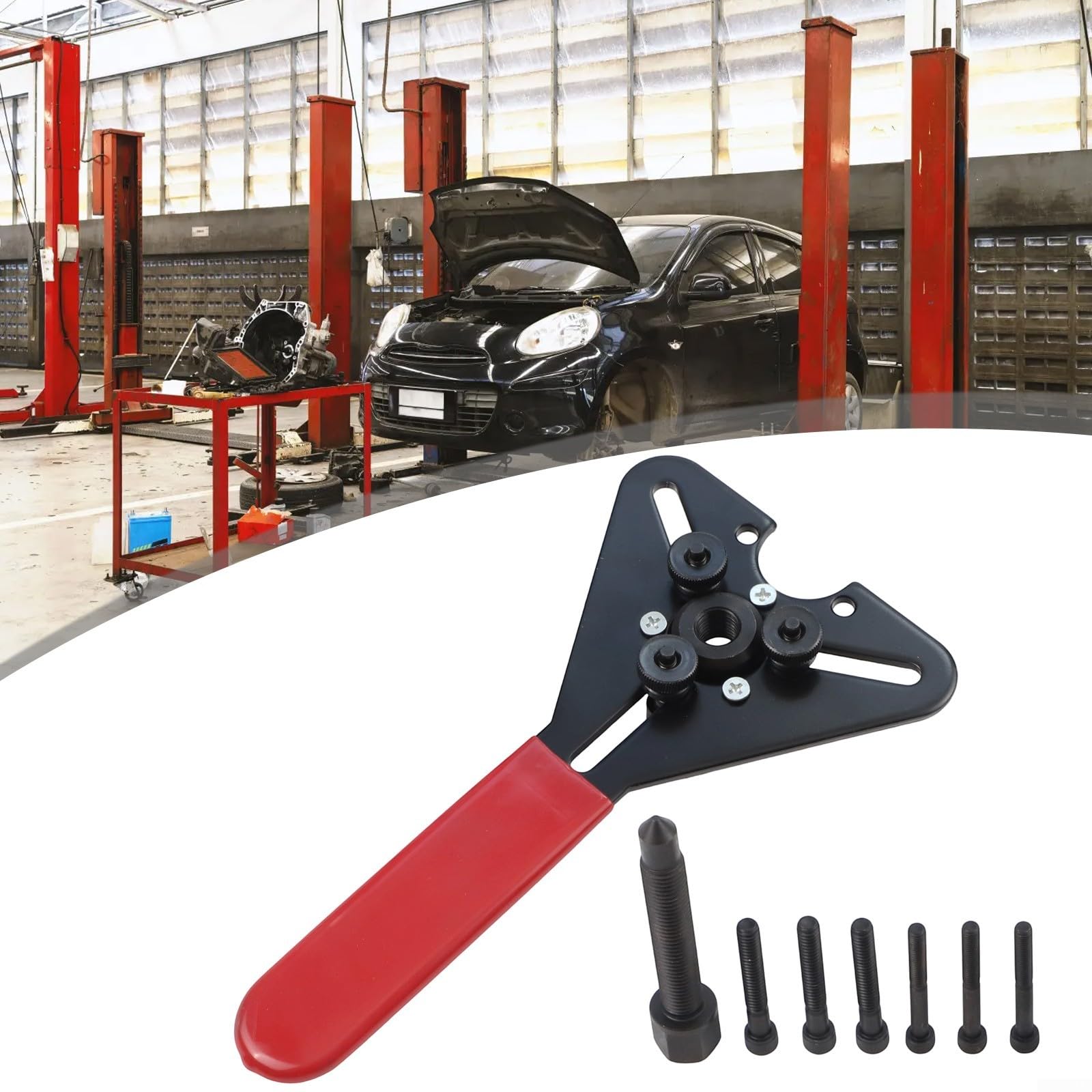 Strumento di rimozione frizione compressore A/C, chiave a tre fori per riparazione di auto e moto, kit estrattore manuale in acciaio con viti in ottone per