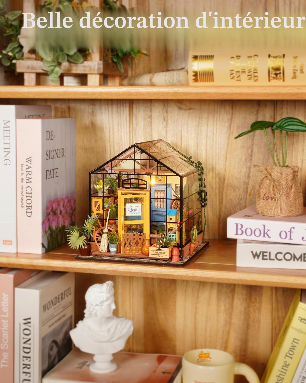 ROWOOD Mini Maison Fleurie de Cathy Miniature de poupée Serre, en Bois, Bricolage Set modèle, Cadeau d'anniversaire pour Adulte Femme Fille