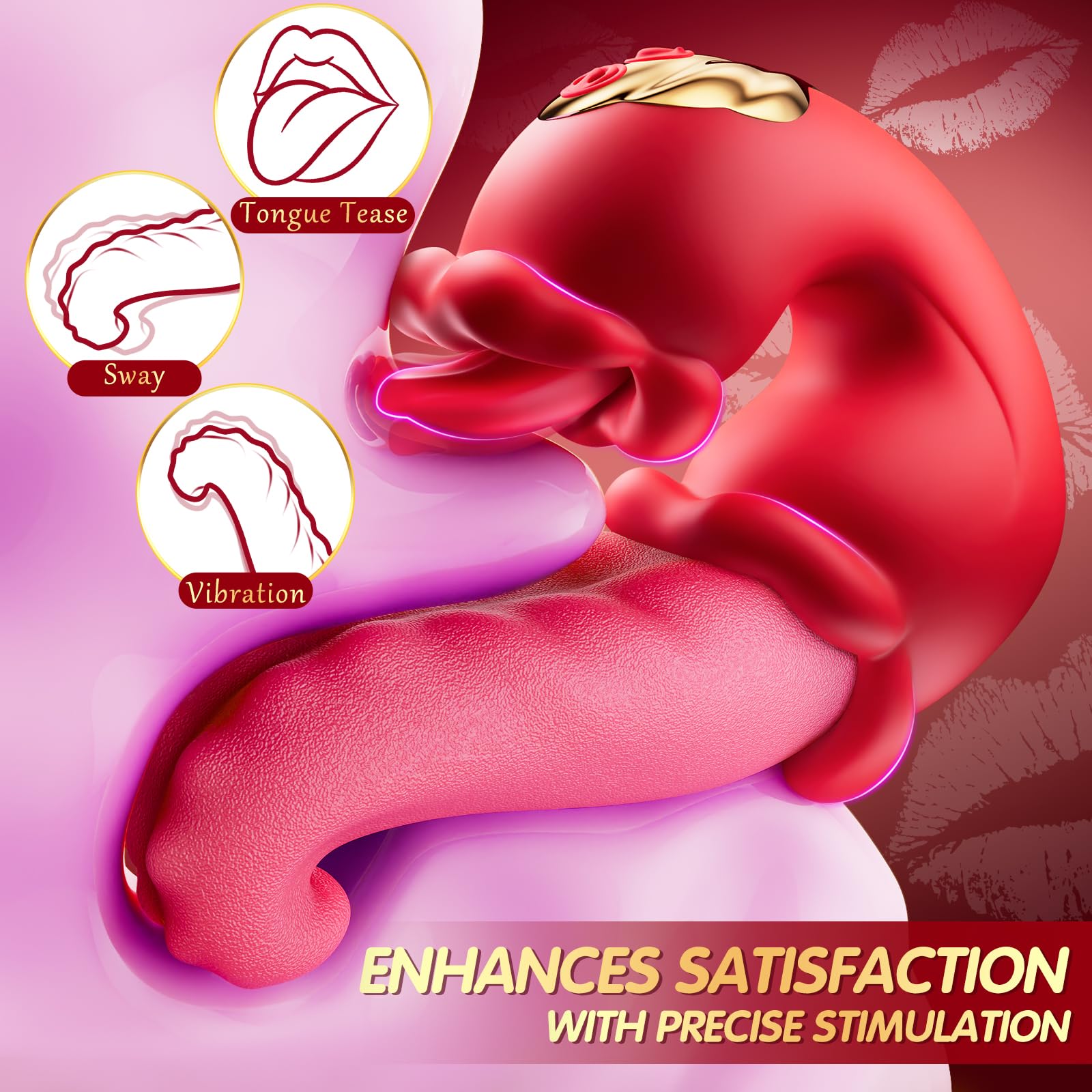 Vibratore Adulto Sesso Giocattoli per Donne - 4 in 1 Lingua Thrusting Vibratori Dildo Sesso Giocattoli con 10 Leccando Clitorale & 10 Modalità di vibrazione