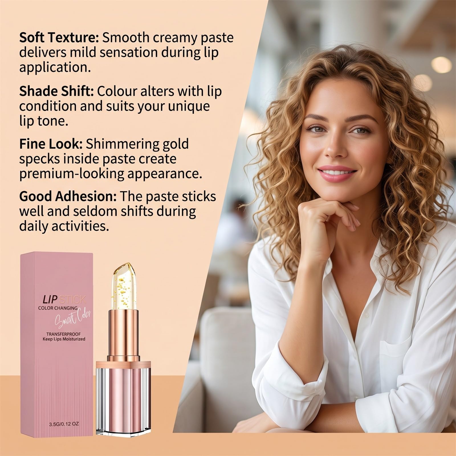 Pintalabios dorado que cambia de color, bálsamo labial hidratante de larga duración, color dorado con cristales brillantes, bálsamo labial hidratante para labios maduros y (9 unidades)