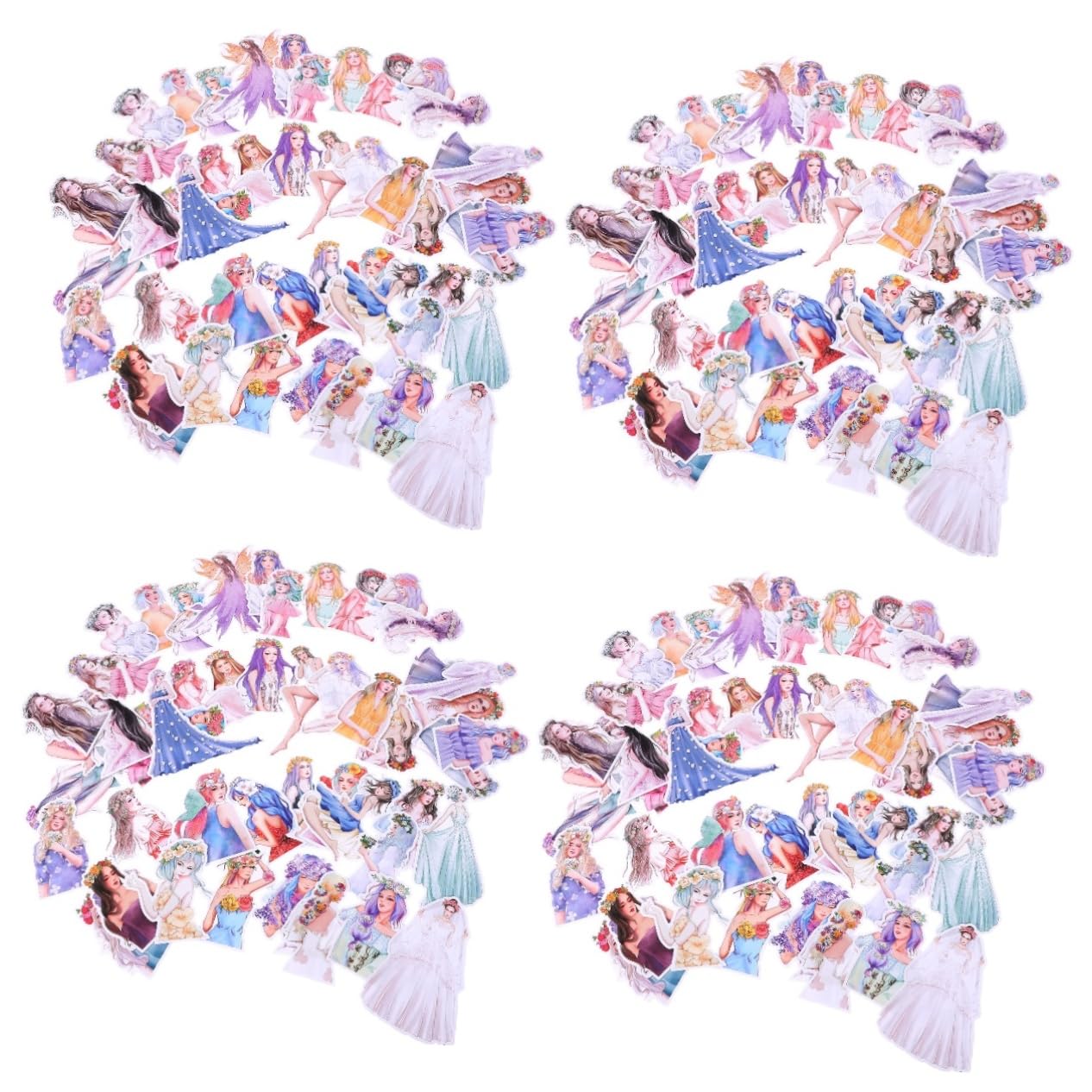 TEHAUX 4 Set Adesivi Fai Da Te Conto Mano Figurine Dell'album Botanico Adesivi Scrapbooking Adesivi Per Scrapbooking Forniture Per Il Diario Adesivi Planner Estetici Carta 100 Pezzi * 4