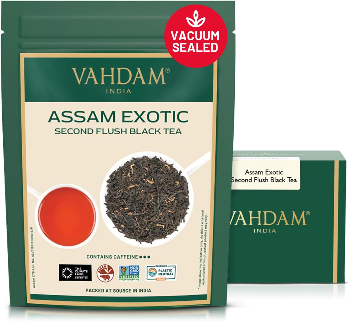 Assam Black Tea Leaves with Golden Tips (100g, 50+ Cups) Strong, Malty & Rich - Exotic Assam Tea Loose Leaf | Pure Unblended Single Origin Black Tea | Vacuum Sealed