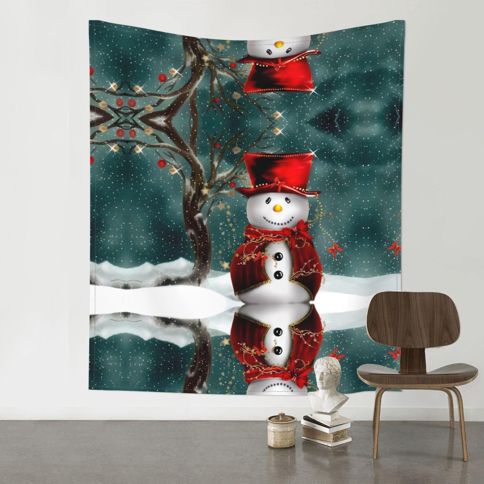 WHJSHOP Snowman Prints 60x51in Wall Tapestry Boho Throw – Durable Polyester Home Decor Dorm Room Beach Blanket