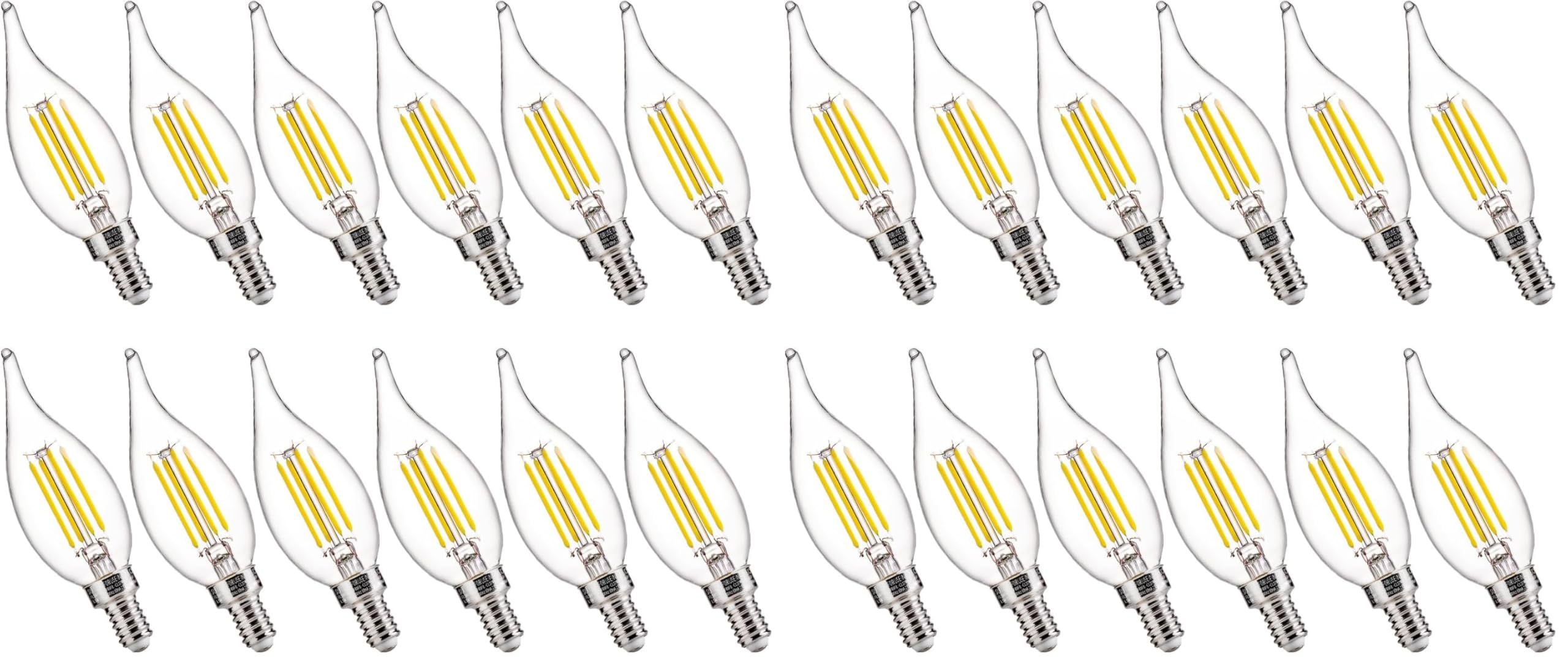 FLSNT LED Candelabra Light Bulbs, CA11 E12 Chandelier LED Light Bulbs 60W Equivalent, 5000K Daylight, 550LM, 5.5W, 90+ High CRI, AC 120V, 24 Pack, Dimmable UL,CA65 Listed.