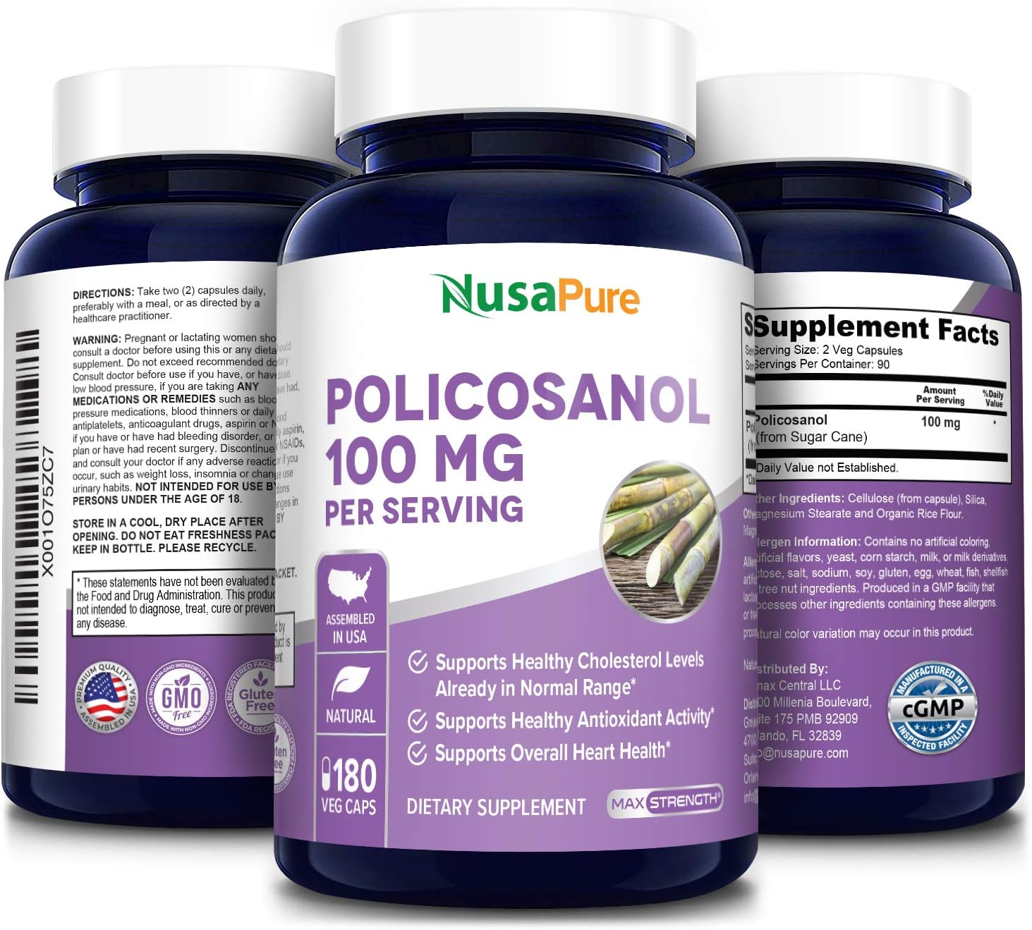 Frее Shірріng Ovеr $50 Policosanol 100mg 180 Veggie Capsules (Vegan, Non-GMO & Gluten-Free)