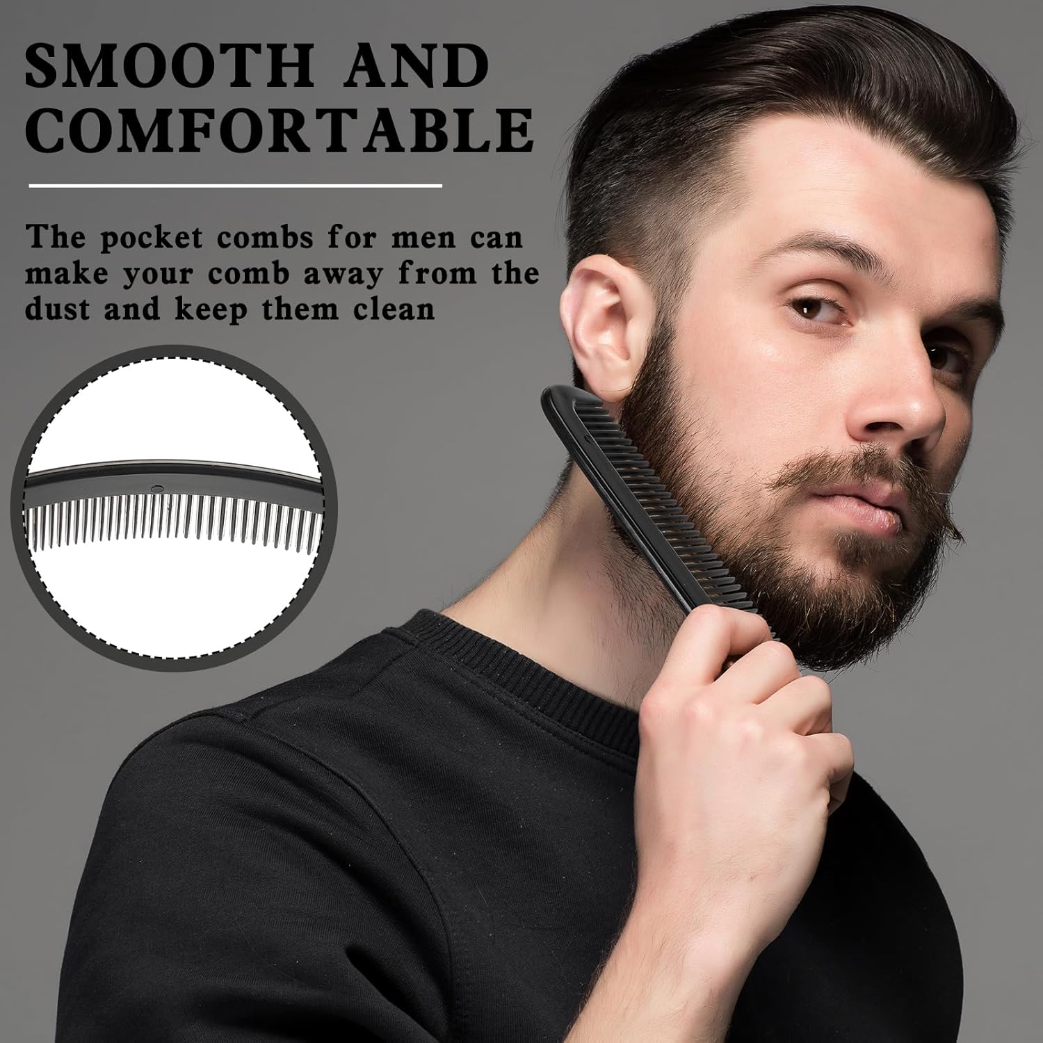 Yaomiao 500 Pieces Pocket Comb Bulk 5 Inch Plastic Hair and Travel Fine Tooth Combs for Women Men Beard Styling Dressing(Black)