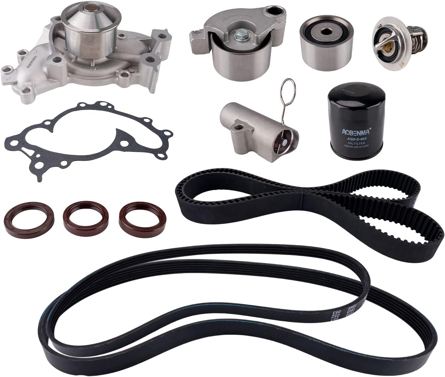 MARSFLUX Timing Belt Water Pump Kits Replacement For 2004-2006 ES330/RX330, 2002-2006 Camry V6 3.0L, 2002-2006 Highlander V6 3.0L, 2004-2008 Solara V6 3.3L Replace 13505-20030, 13568-09080
