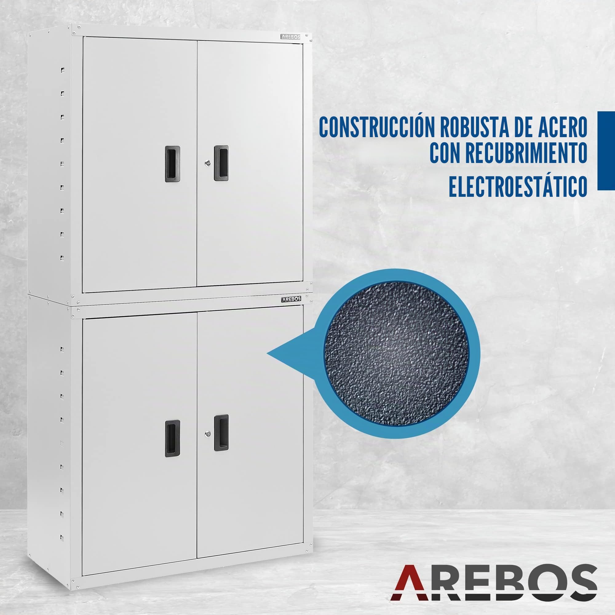 Arebos Armario de Oficina y Almacenamiento | 2 Estantes de Altura Ajustable | 180 x 90 x 40 cm