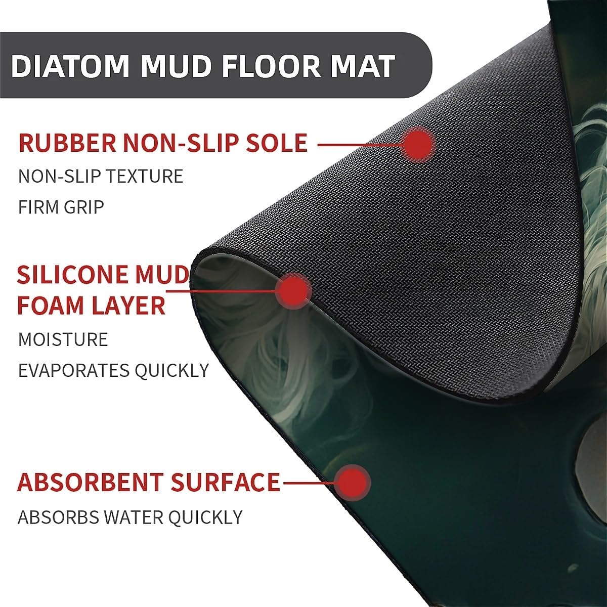 Diatomaceous Earth Bath Mat,Beauty Swimming Non-Slip Volume Super Absorbent Fast Drying Eco-Friendly Easy to Clean for Bathroom Kitchen Door mat 20×31Inch (50 * 80cm)