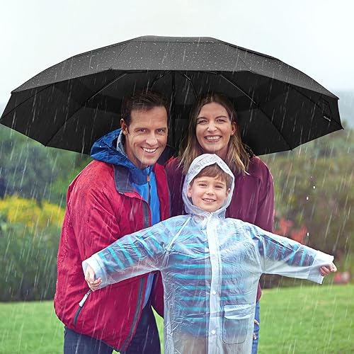 Miniatura 9 de G4Free Paraguas de golf grande de 42465462 pulgadas, paraguas compacto de viaje inverso, 10 varillas, resistente al viento para lluvia, doble dosel,