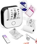 Mini Pinter autocollant - T02 Imprimer Pods Portable Bluetooth Thermal Inkless Sticker Maker, AI Version, Grand Cadeau pour les adolescents, Notes d'étude, DIY Junk Journal, Scrapbook, Étiquette personnalisée, Noir