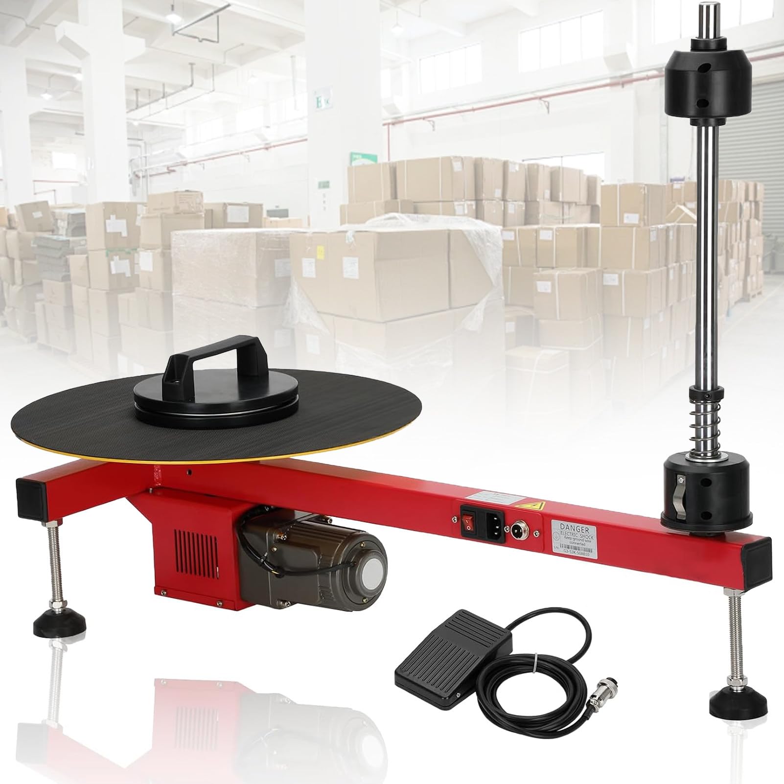 Avvolgitrice elettrica con Film Estensibile e Piattaforma Girevole, Avvolgitrice per Cartoni da Tavolo, capacità di carico 50 kg, velocità 30 Giri/min, per Cartoni per spedizioni espresse.