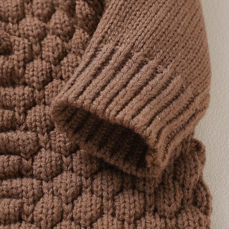 LAWKUL Baby Outfit Cotton Knit Newborn Infant Romper Knitted Longsleeve Sweater Clothes With Warm Hat Set Toddler Boy Girl4