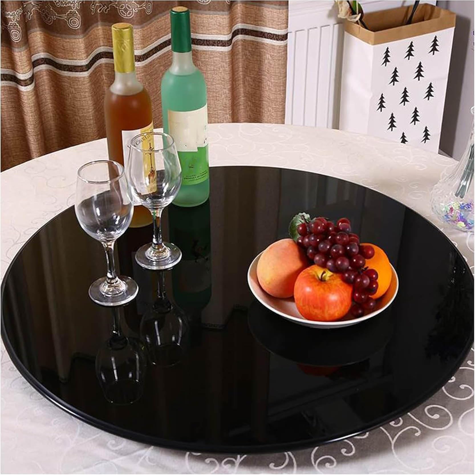Lazy Susan en verre trempé noir 100cm de haute qualité